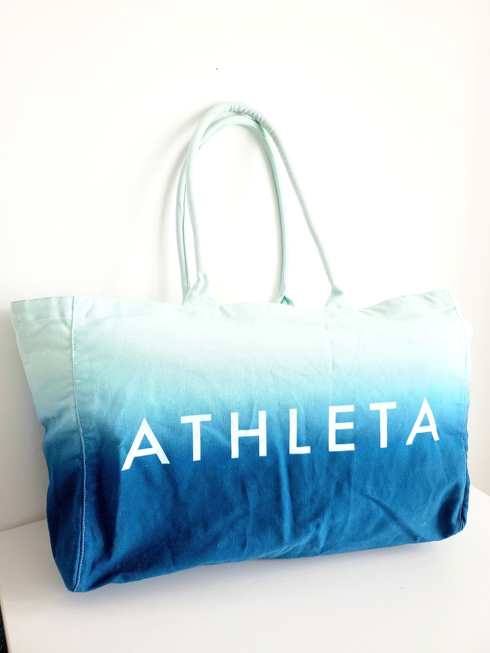 Athleta Teal-to-Navy Ombre Canvas Tote